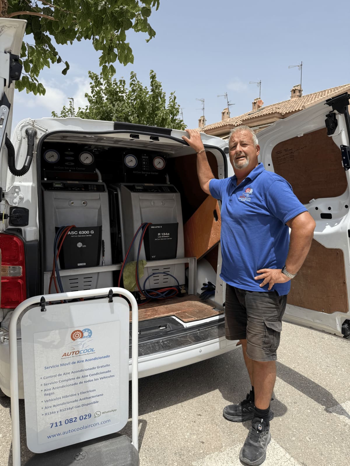 Nico Grimwood, founder of Autocool Aircon, with the mobile service equipment
